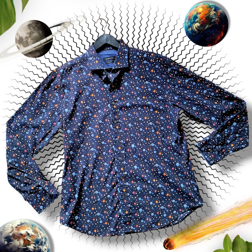 Bugatchi Space Print Button Down, sz XL